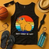 Retro Rodent Funny Capybara Dont Be Worry Be Capy Tank Top thumb 4
