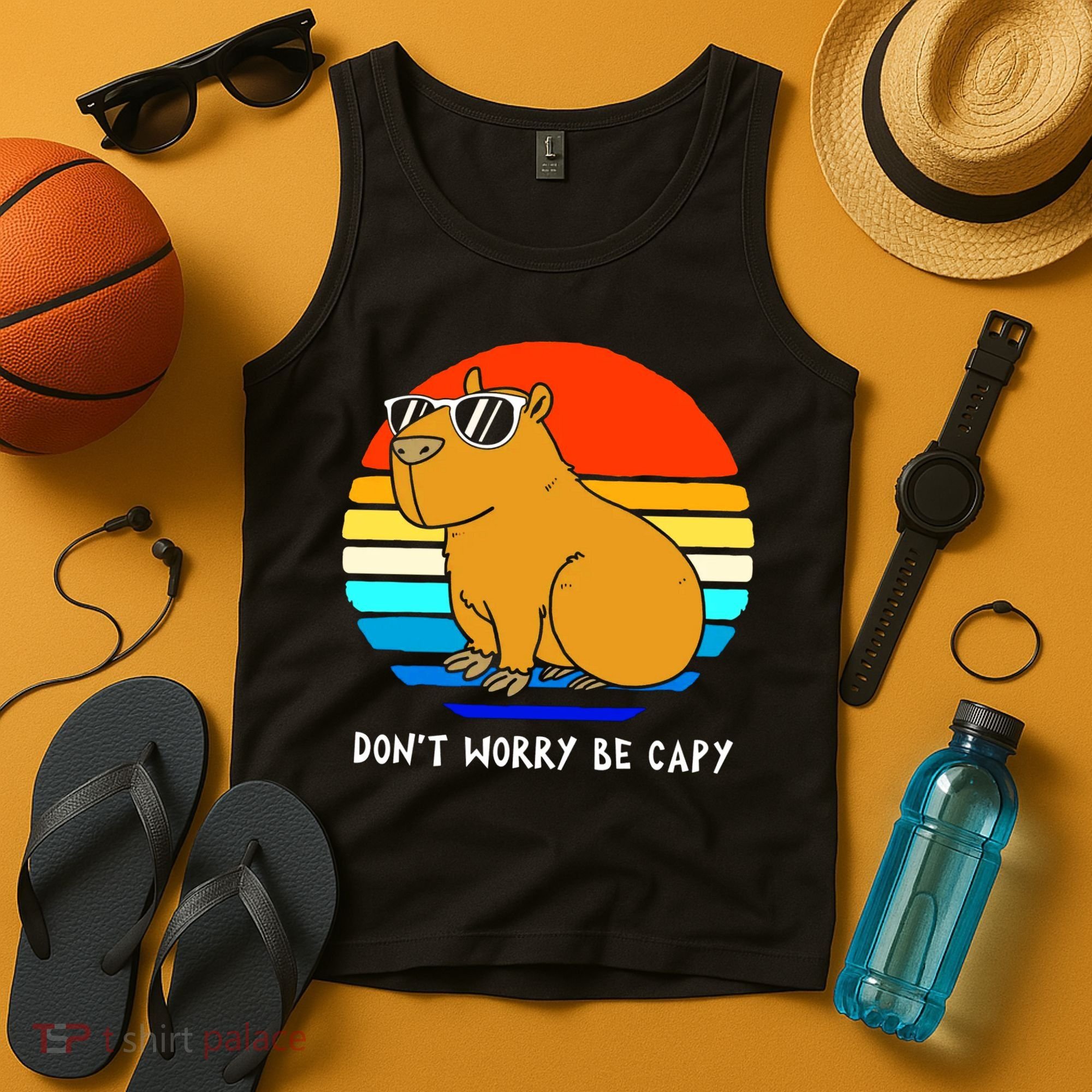 Retro Rodent Funny Capybara Dont Be Worry Be Capy Tank Top