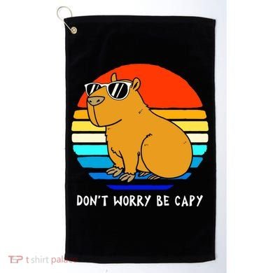 Retro Rodent Funny Capybara Dont Be Worry Be Capy Golf Towel