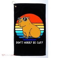 Retro Rodent Funny Capybara Dont Be Worry Be Capy Golf Towel thumb 0