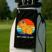 Retro Rodent Funny Capybara Dont Be Worry Be Capy Golf Towel thumb 2