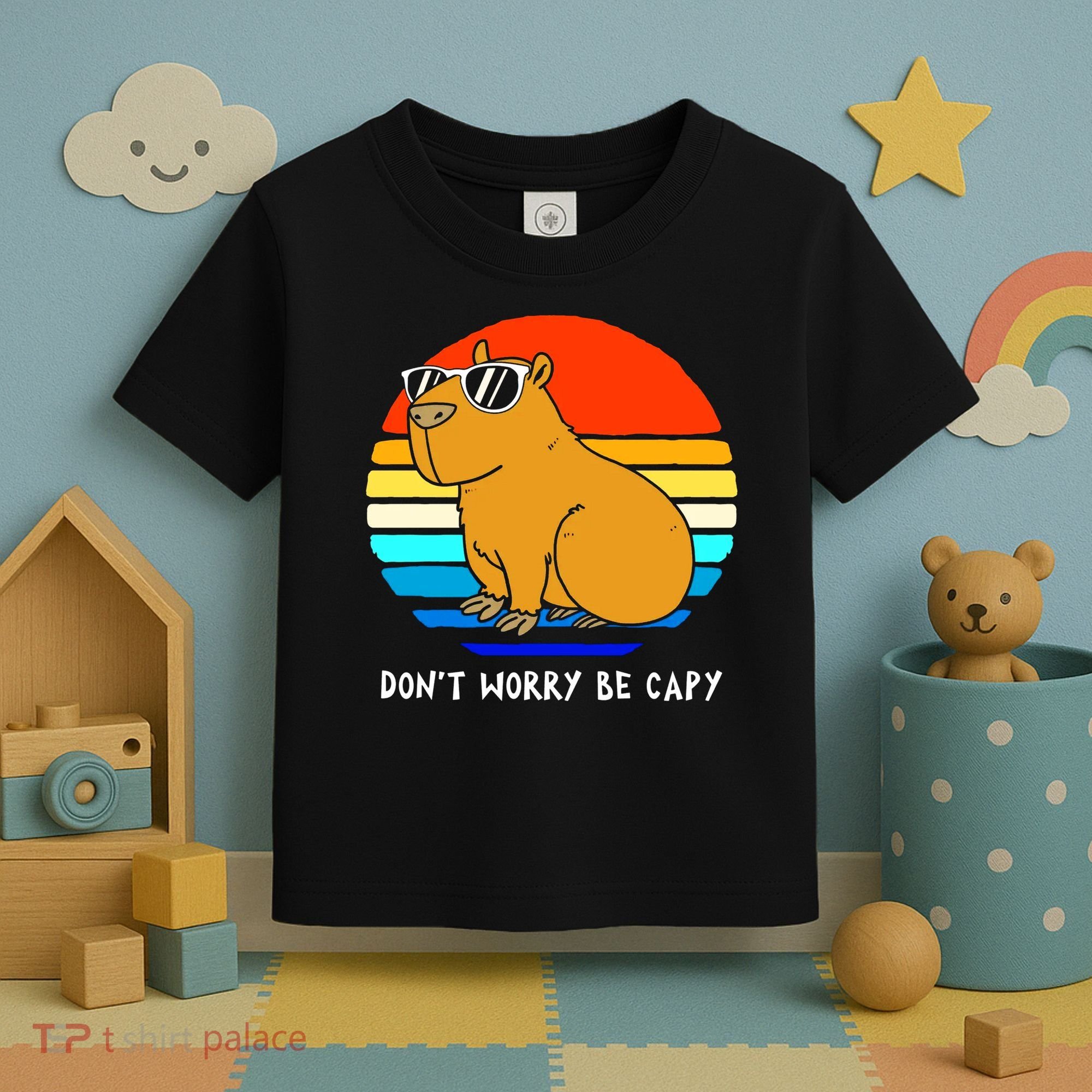 Retro Rodent Funny Capybara Dont Be Worry Be Capy Toddler T-Shirt