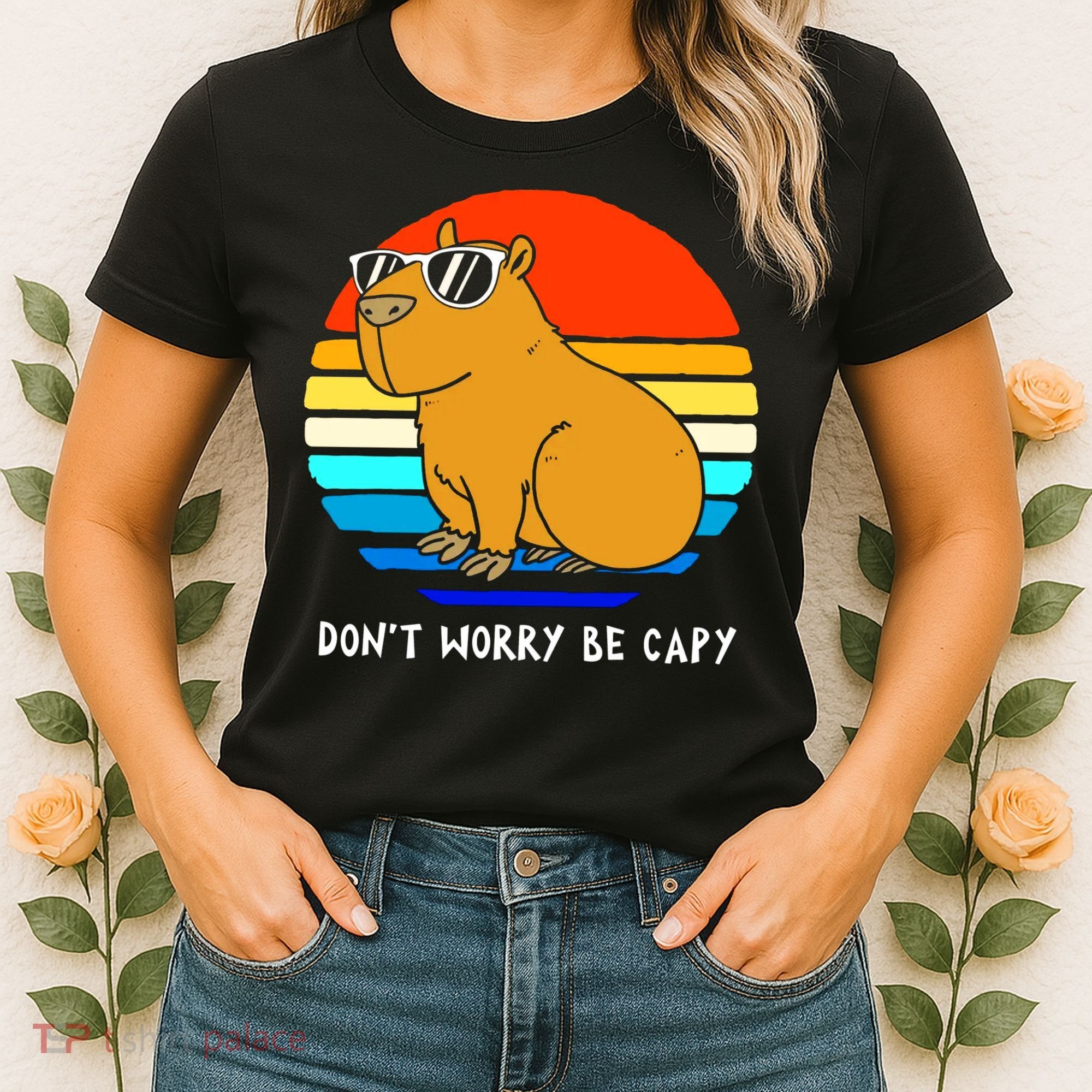 Retro Rodent Funny Capybara Dont Be Worry Be Capy Women's T-Shirt