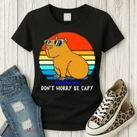 Retro Rodent Funny Capybara Dont Be Worry Be Capy Women's T-Shirt thumb 3