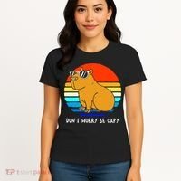 Retro Rodent Funny Capybara Dont Be Worry Be Capy Women's T-Shirt thumb 4