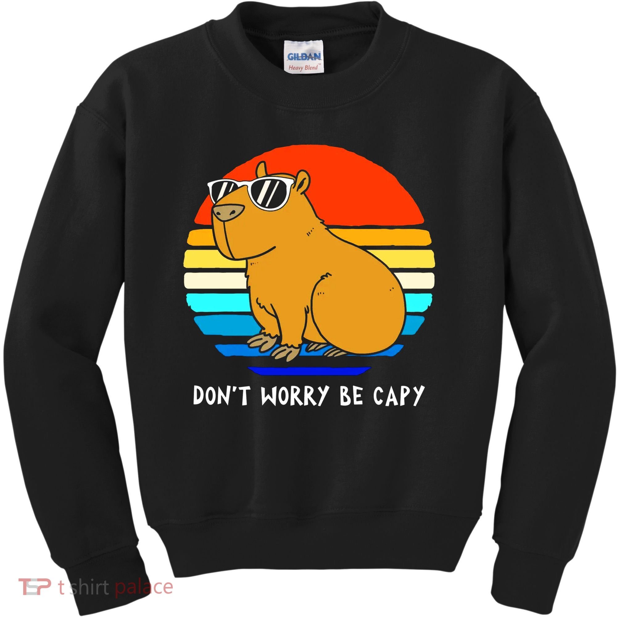 Retro Rodent Funny Capybara Dont Be Worry Be Capy Kids Sweatshirt