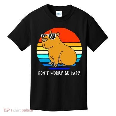 Retro Rodent Funny Capybara Dont Be Worry Be Capy Kids T-Shirt