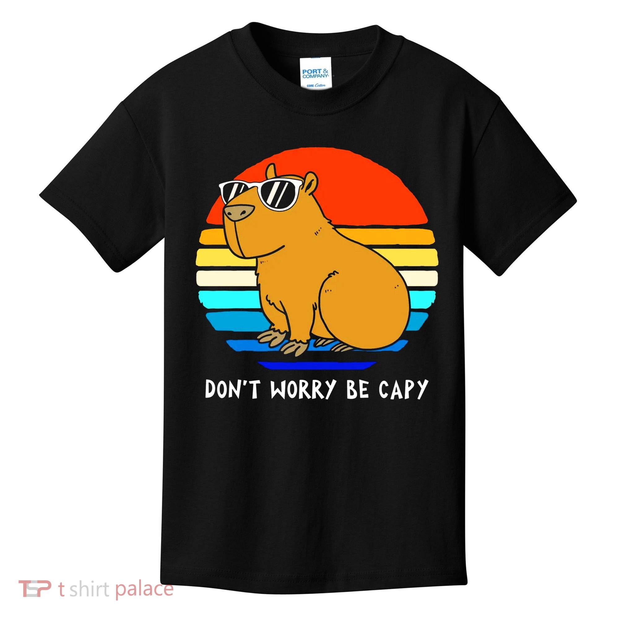Retro Rodent Funny Capybara Dont Be Worry Be Capy Kids T-Shirt