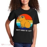 Retro Rodent Funny Capybara Dont Be Worry Be Capy Kids T-Shirt thumb 2