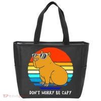 Retro Rodent Funny Capybara Dont Be Worry Be Capy Tote Bag thumb 0