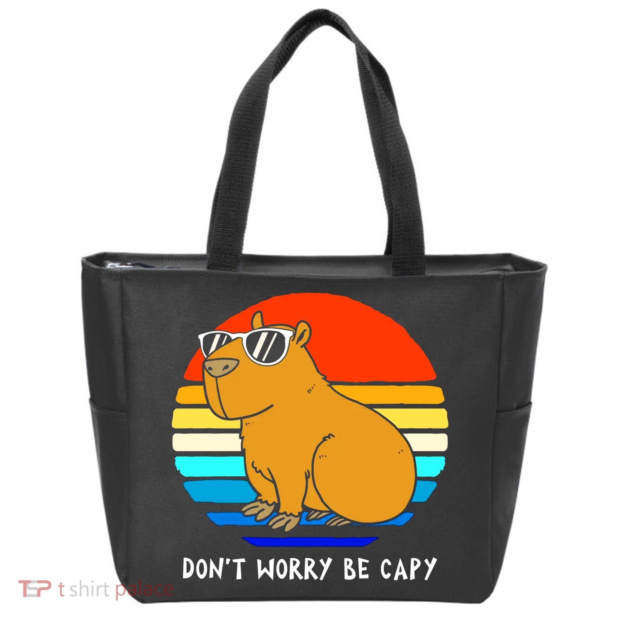 Retro Rodent Funny Capybara Dont Be Worry Be Capy Tote Bag