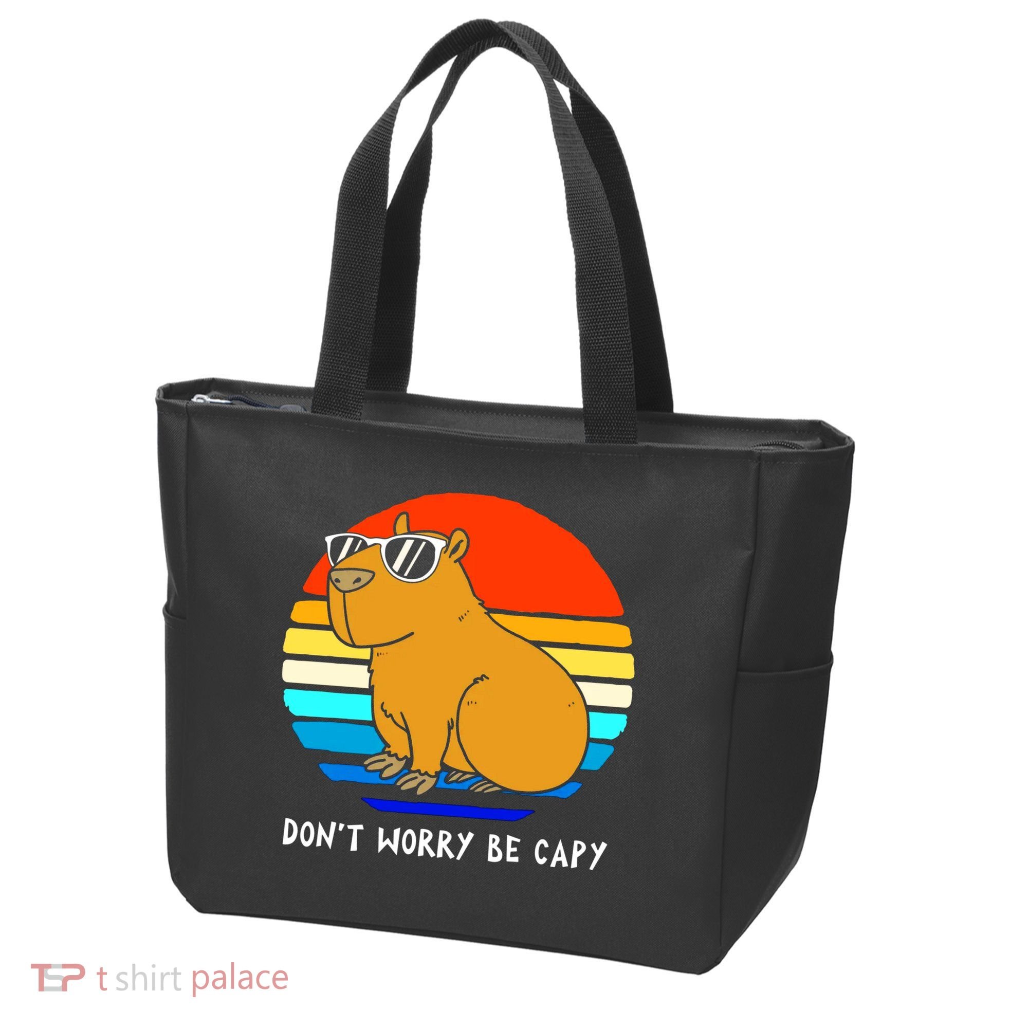 Retro Rodent Funny Capybara Dont Be Worry Be Capy Tote Bag