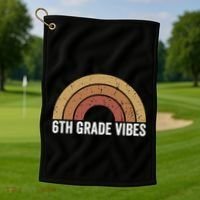 Retro Rainbow For 6Th Graders 6Th Grade Vibes Meaningful Gift Golf Towel thumb 1