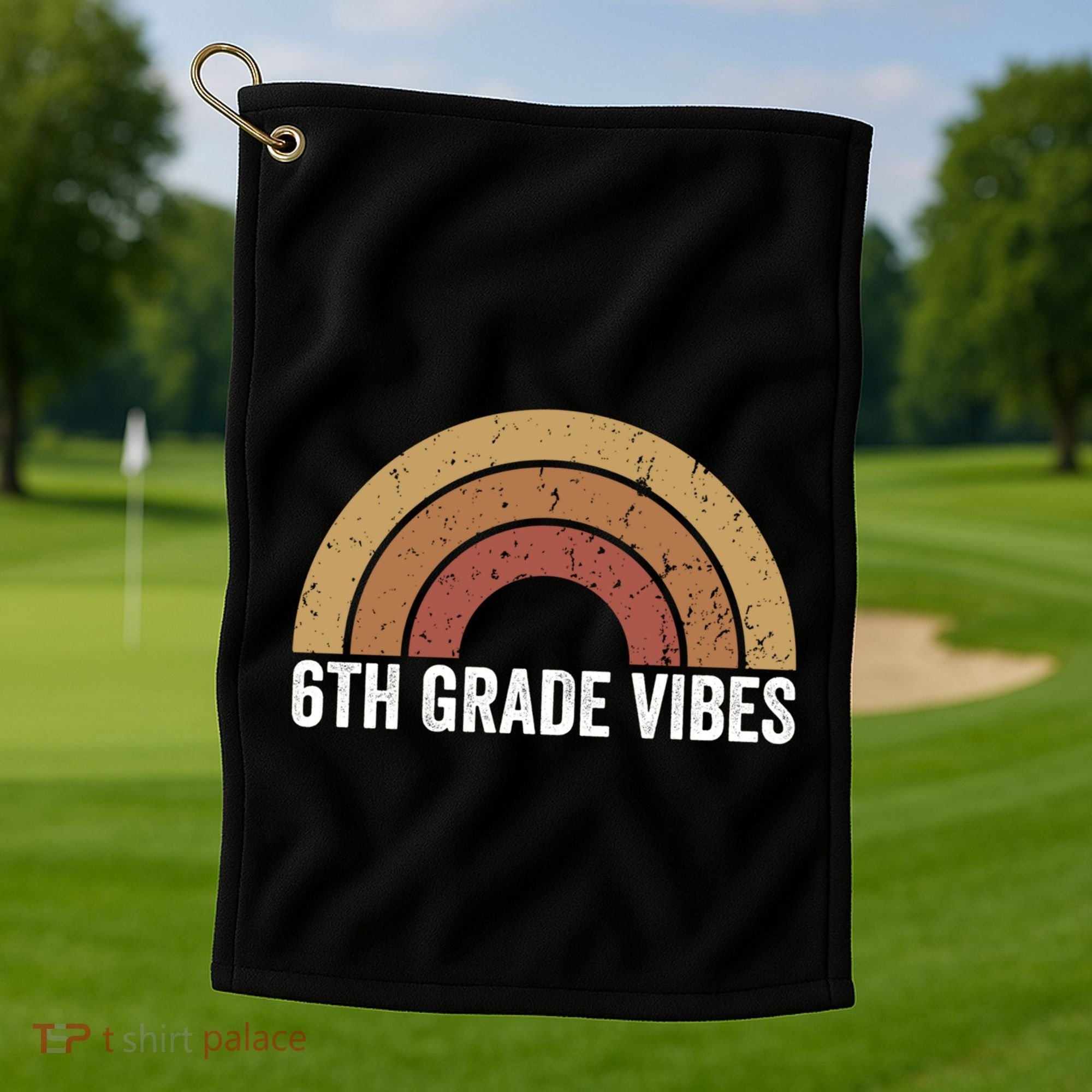 Retro Rainbow For 6Th Graders 6Th Grade Vibes Meaningful Gift Golf Towel