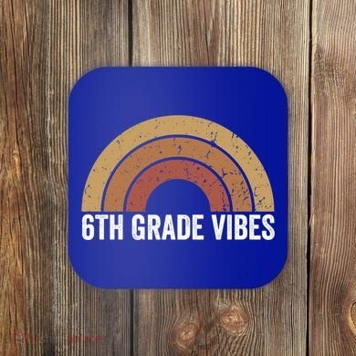 Retro Rainbow For 6Th Graders 6Th Grade Vibes Meaningful Gift Coaster