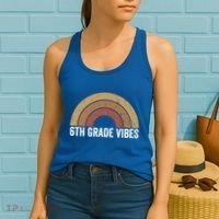 Retro Rainbow For 6Th Graders 6Th Grade Vibes Meaningful Gift Women's Tank Top thumb 2