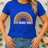 Retro Rainbow For 6Th Graders 6Th Grade Vibes Meaningful Gift Women's T-Shirt thumb 2