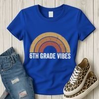 Retro Rainbow For 6Th Graders 6Th Grade Vibes Meaningful Gift Women's T-Shirt thumb 3