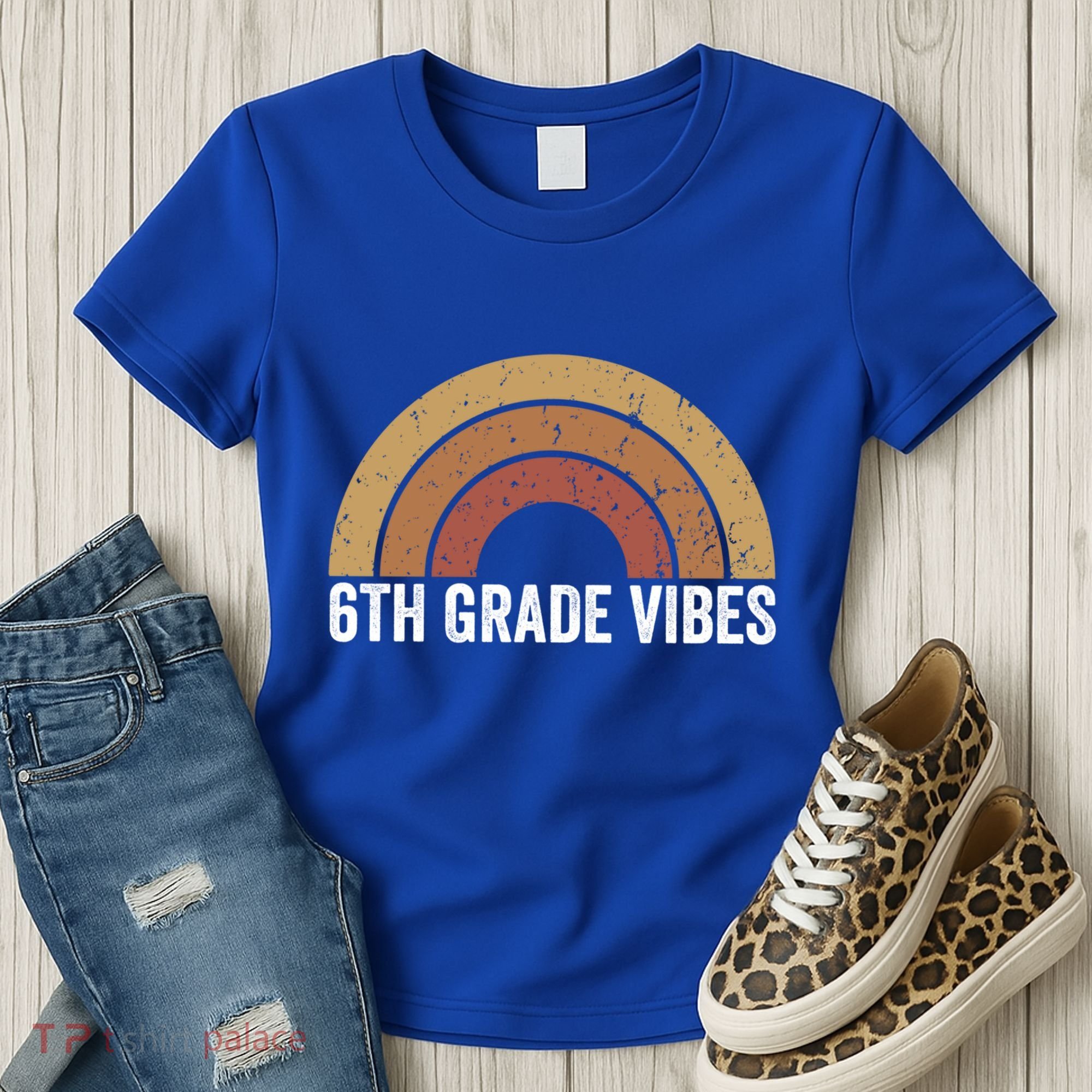 Retro Rainbow For 6Th Graders 6Th Grade Vibes Meaningful Gift Women's T-Shirt