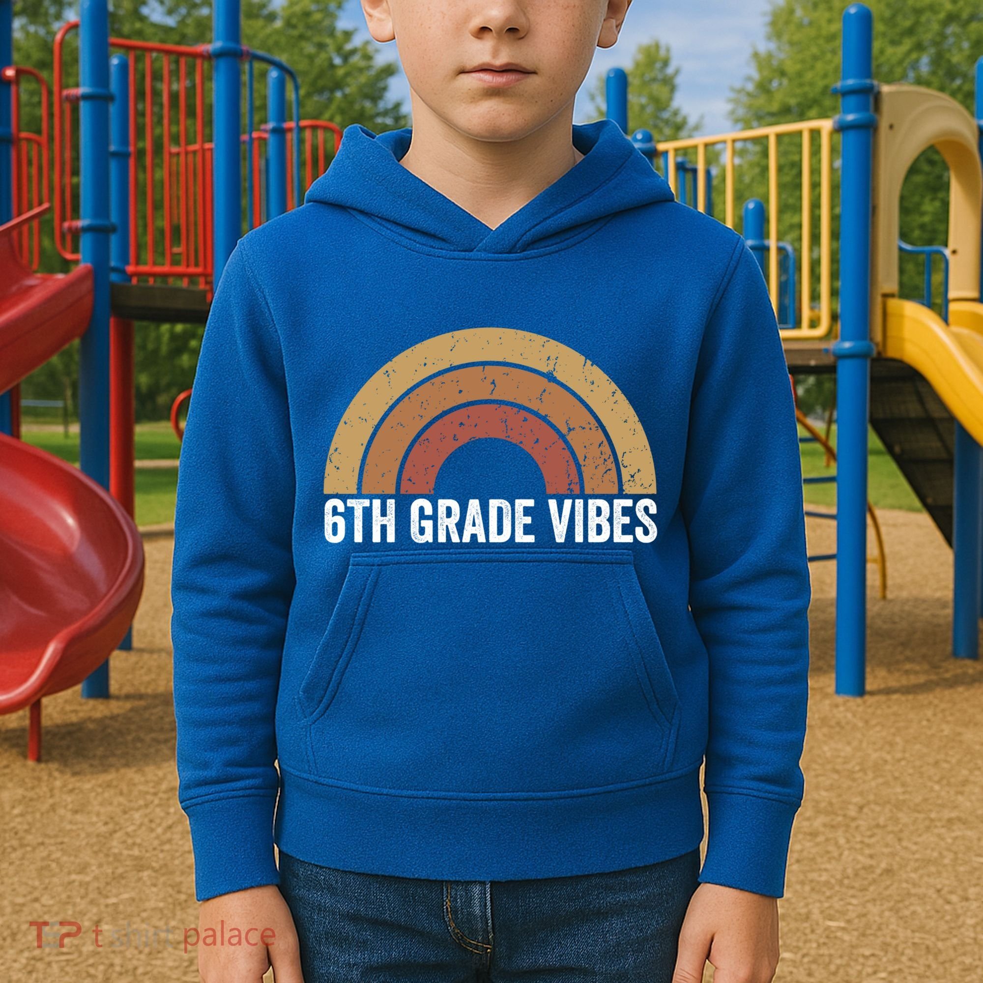 Retro Rainbow For 6Th Graders 6Th Grade Vibes Meaningful Gift Kids Hoodie
