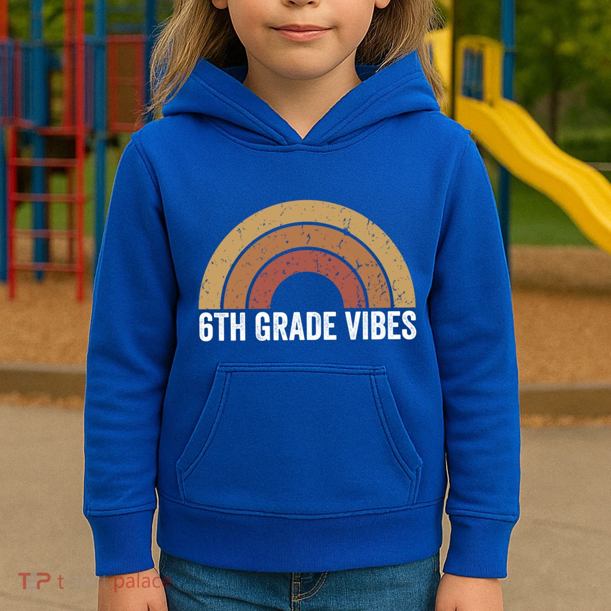 Retro Rainbow For 6Th Graders 6Th Grade Vibes Meaningful Gift Kids Hoodie
