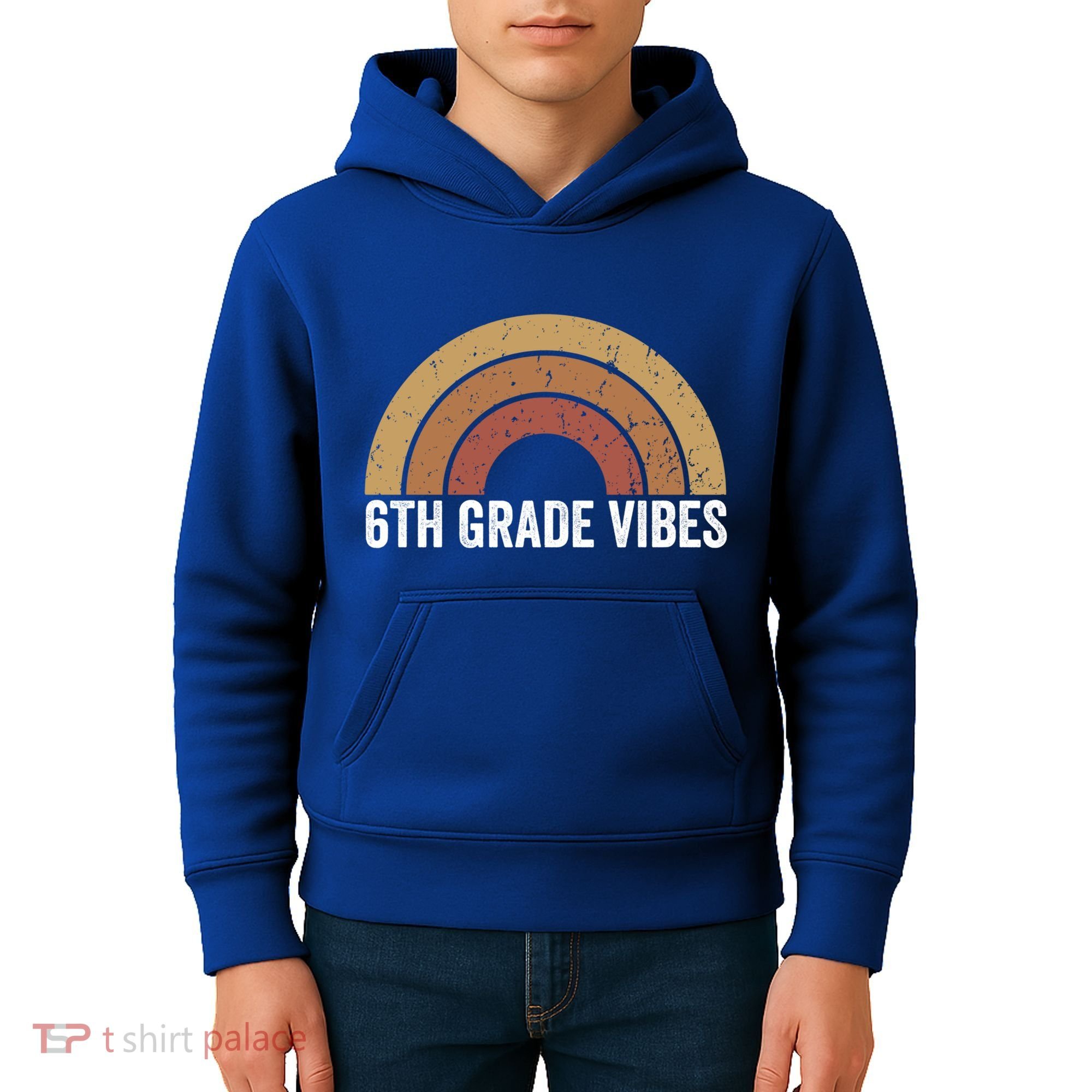 Retro Rainbow For 6Th Graders 6Th Grade Vibes Meaningful Gift Kids Hoodie
