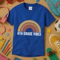 Retro Rainbow For 6Th Graders 6Th Grade Vibes Meaningful Gift Kids T-Shirt thumb 3