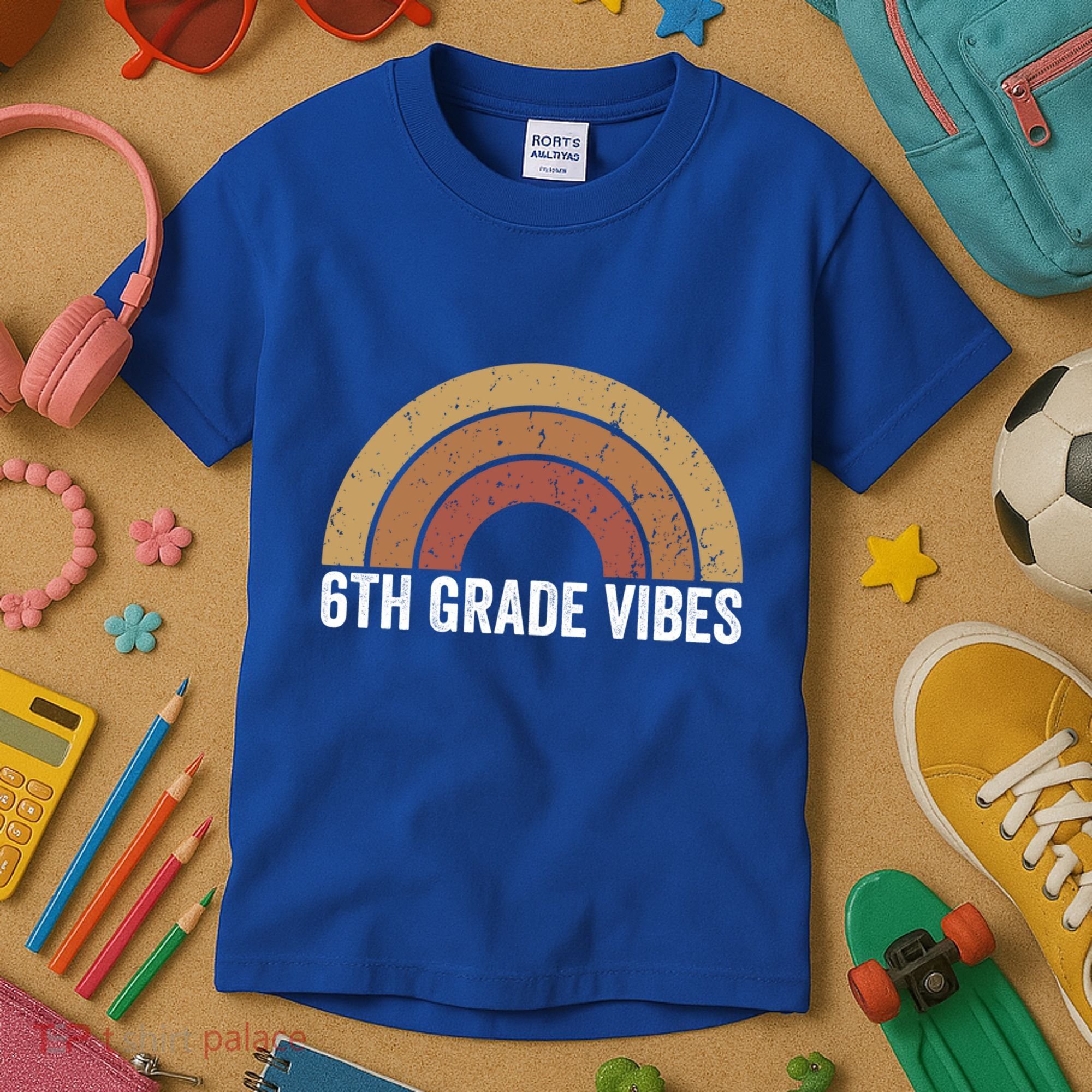 Retro Rainbow For 6Th Graders 6Th Grade Vibes Meaningful Gift Kids T-Shirt
