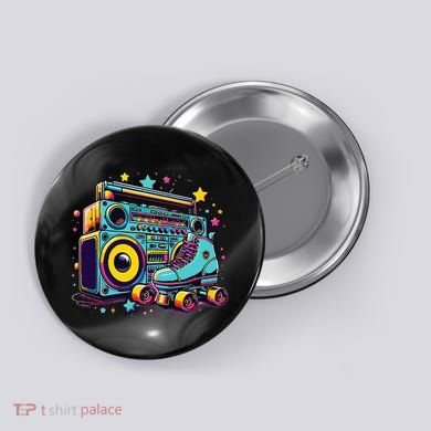 Retro Rollerskates Funny 80S Roller Skating Girl Button