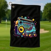 Retro Rollerskates Funny 80S Roller Skating Girl Golf Towel thumb 1