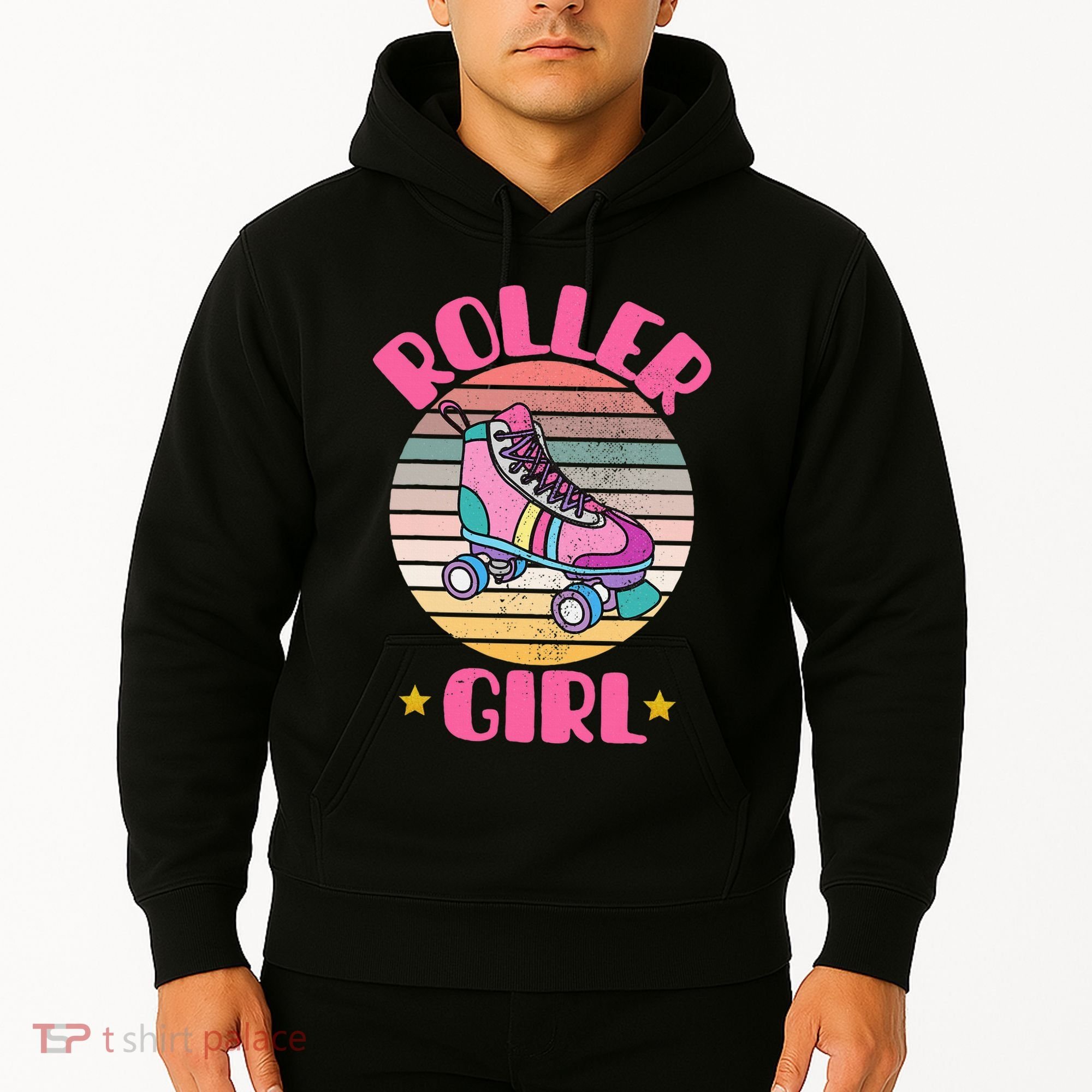 Retro Rollerskates Funny 80S Roller Disco Skating Girl Cool Hoodie