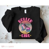 Retro Rollerskates Funny 80S Roller Disco Skating Girl Cool Sweatshirt thumb 2