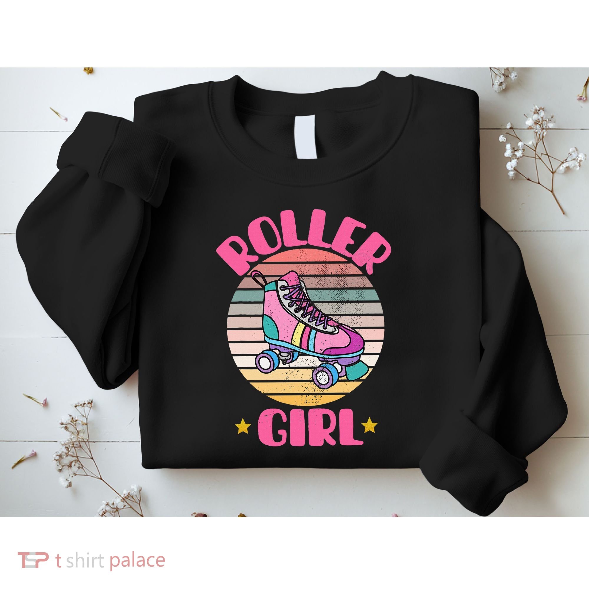 Retro Rollerskates Funny 80S Roller Disco Skating Girl Cool Sweatshirt