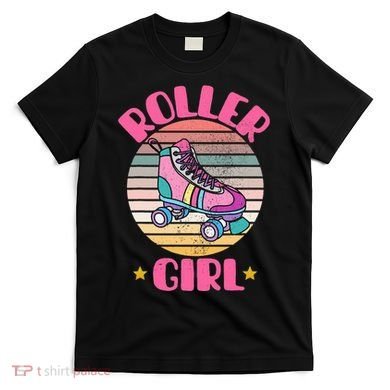 Retro Rollerskates Funny 80S Roller Disco Skating Girl Cool T-Shirt