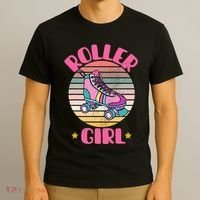 Retro Rollerskates Funny 80S Roller Disco Skating Girl Cool T-Shirt thumb 3