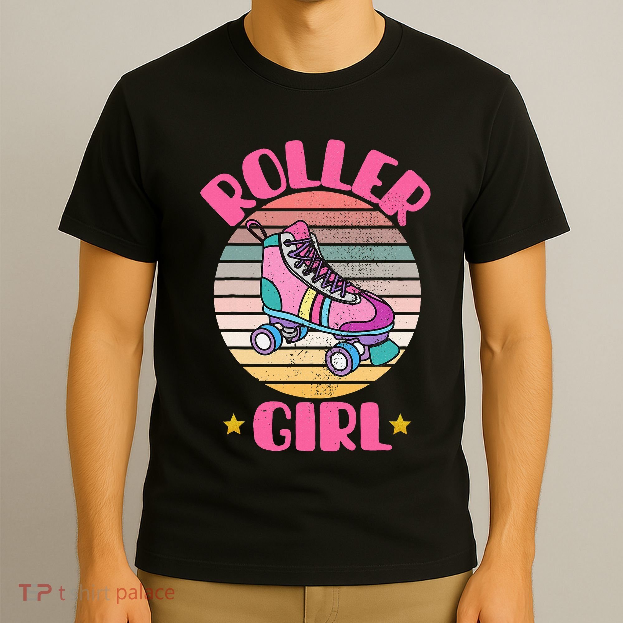 Retro Rollerskates Funny 80S Roller Disco Skating Girl Cool T-Shirt