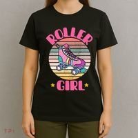 Retro Rollerskates Funny 80S Roller Disco Skating Girl Cool T-Shirt thumb 4
