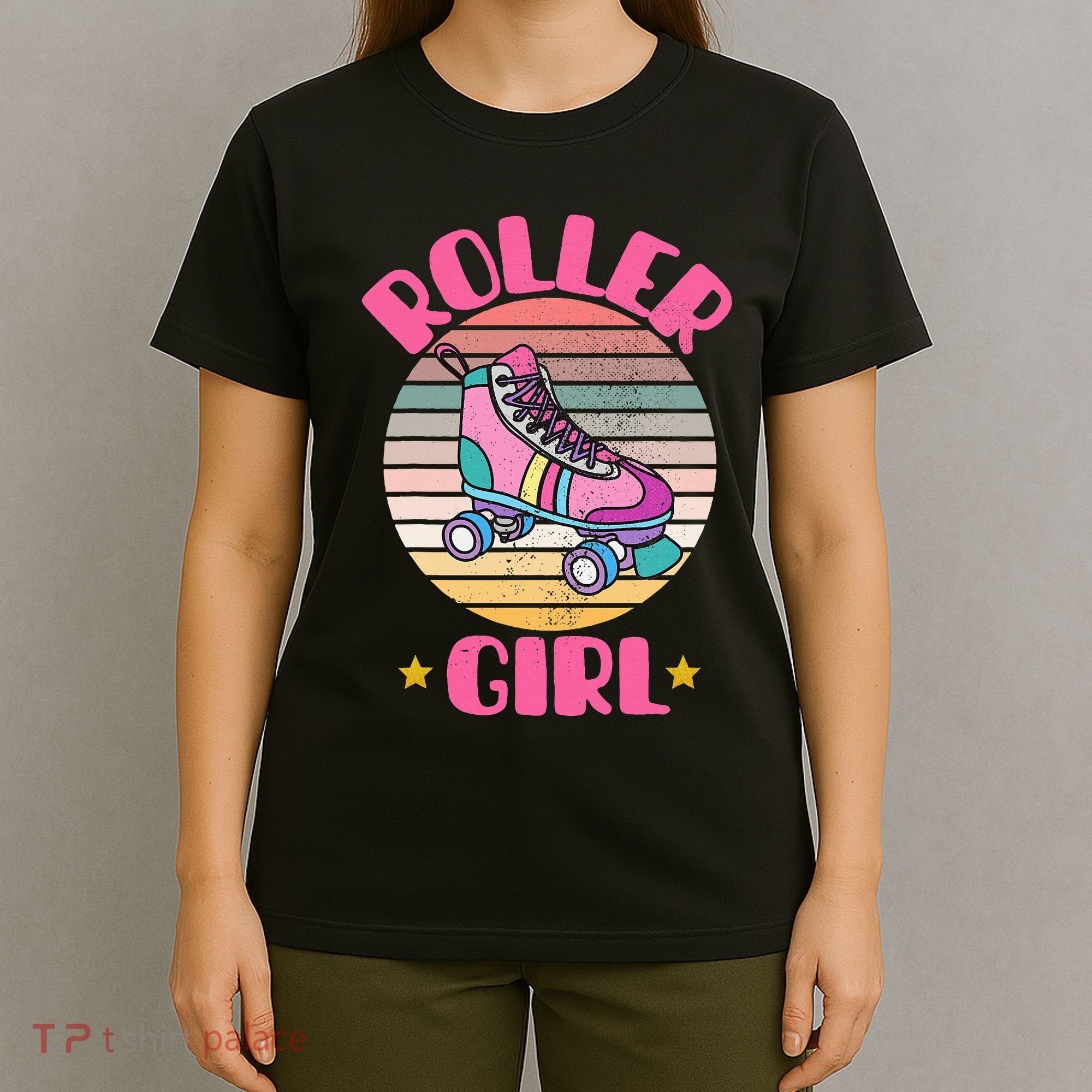 Retro Rollerskates Funny 80S Roller Disco Skating Girl Cool T-Shirt