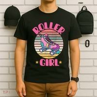 Retro Rollerskates Funny 80S Roller Disco Skating Girl Cool T-Shirt thumb 6