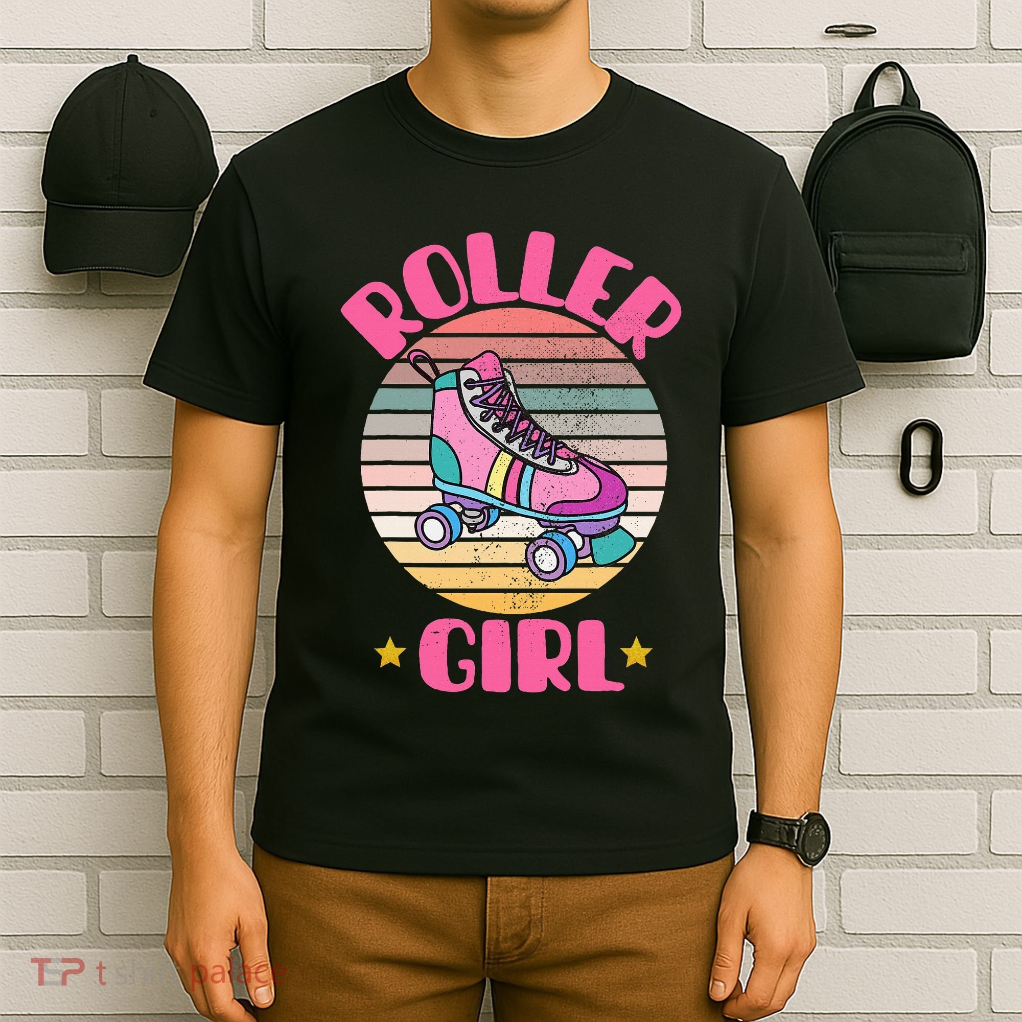 Retro Rollerskates Funny 80S Roller Disco Skating Girl Cool T-Shirt