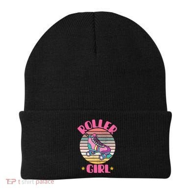 Retro Rollerskates Funny 80S Roller Disco Skating Girl Cool Beanie