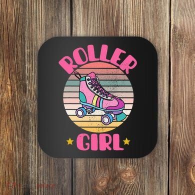 Retro Rollerskates Funny 80S Roller Disco Skating Girl Cool Coaster