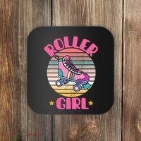 Retro Rollerskates Funny 80S Roller Disco Skating Girl Cool Coaster thumb 0