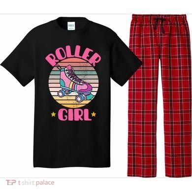 Retro Rollerskates Funny 80S Roller Disco Skating Girl Cool Pajama Set
