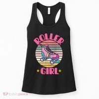 Retro Rollerskates Funny 80S Roller Disco Skating Girl Cool Women's Tank Top thumb 0