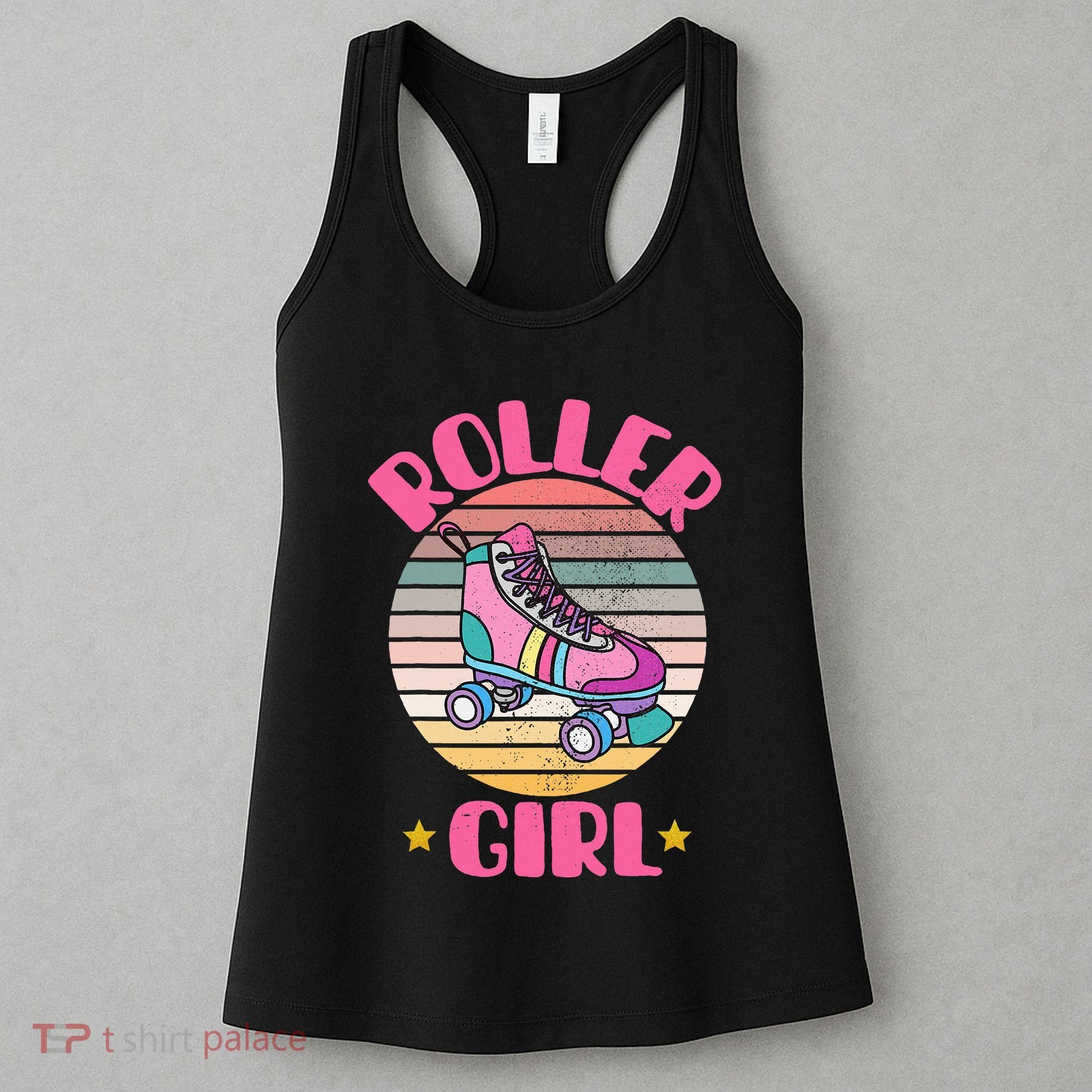 Retro Rollerskates Funny 80S Roller Disco Skating Girl Cool Women's Tank Top