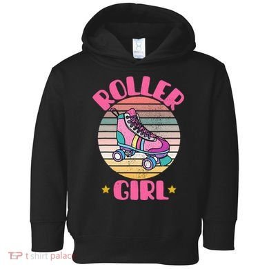 Retro Rollerskates Funny 80S Roller Disco Skating Girl Cool Toddler Hoodie