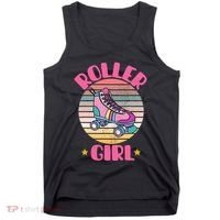 Retro Rollerskates Funny 80S Roller Disco Skating Girl Cool Tank Top thumb 0
