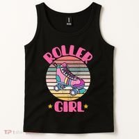 Retro Rollerskates Funny 80S Roller Disco Skating Girl Cool Tank Top thumb 2