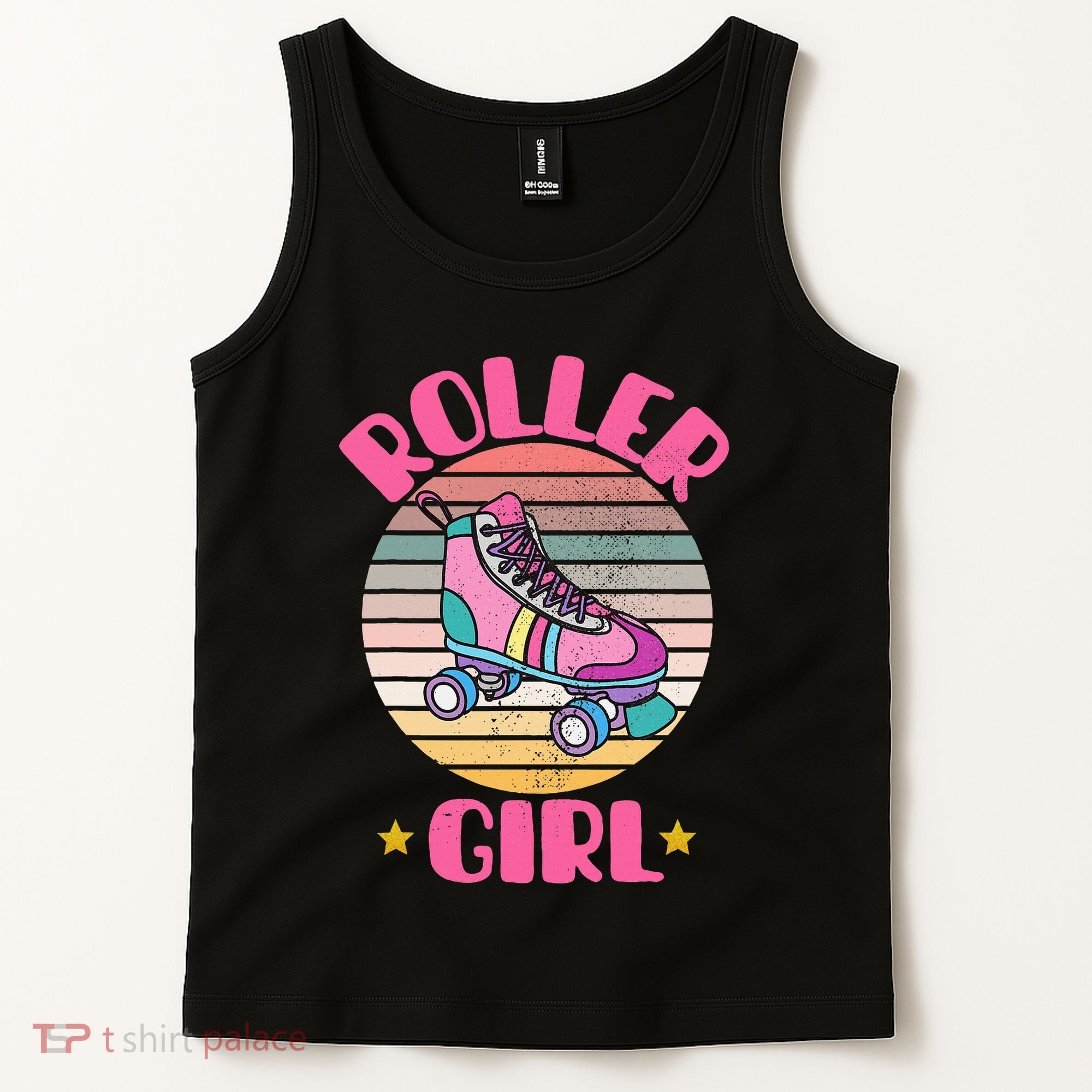 Retro Rollerskates Funny 80S Roller Disco Skating Girl Cool Tank Top